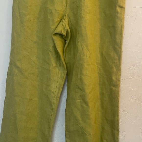 Talbots Petite Irish Linen Cropped Wide Leg Pants Olive Green Size 6 - Picture 7 of 8